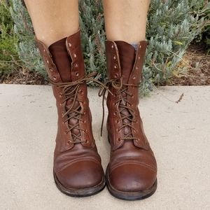 🇺🇲 VTG Combat Boots Cognac Women BF Goodrich